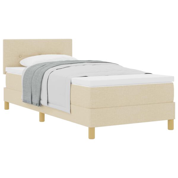 vidaXL Boxspringbed met matras met hoofdeinde Cr&egrave;me 90 x 190 cm Stof