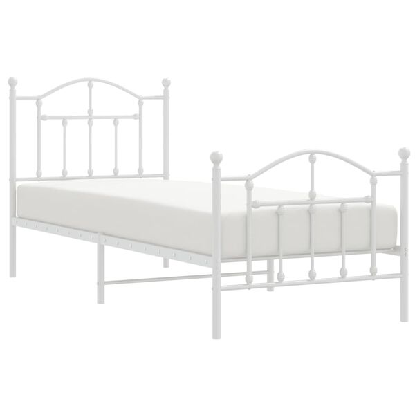 vidaXL Bedframe met hoofd- en voeteneinde metaal wit 80x200 cm