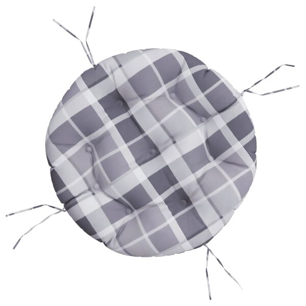 vidaXL Zitkussen rond ruitpatroon &Oslash; 60x11 cm oxford stof grijs
