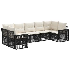 vidaXL Tuinbankenset 7 st 7-Aantal zitplaatsen Zwart en Cream Wit