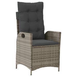 vidaXL Tuinstoel verstelbaar met kussens poly rattan grijs