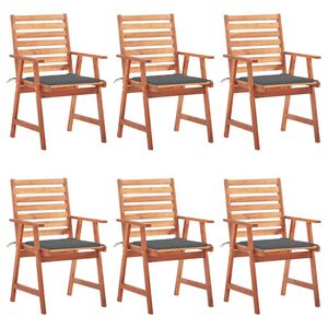 vidaXL Tuinstoelen 6 st met kussens massief acaciahout