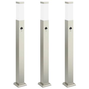 vidaXL Bolderverlichting met sensor 3 stuks 80 cm RVS IP44