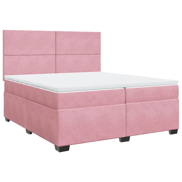 vidaXL Boxspring met matras fluweel roze 200x200 cm