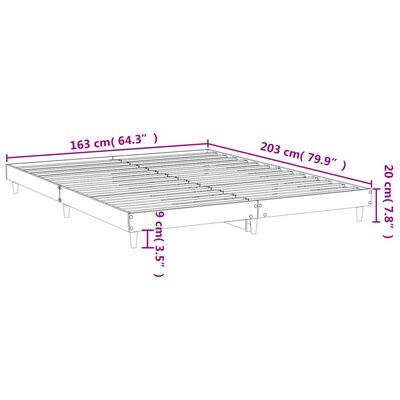 vidaXL Bedframe bewerkt hout grijs sonoma eikenkleurig 160x200 cm