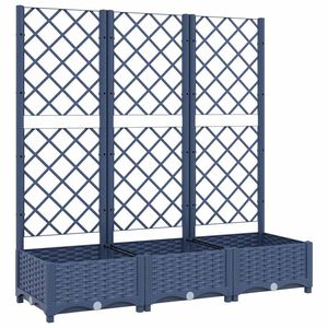 vidaXL Plantenbak met latwerk 120x40x121,5 cm polypropeen blauwgrijs