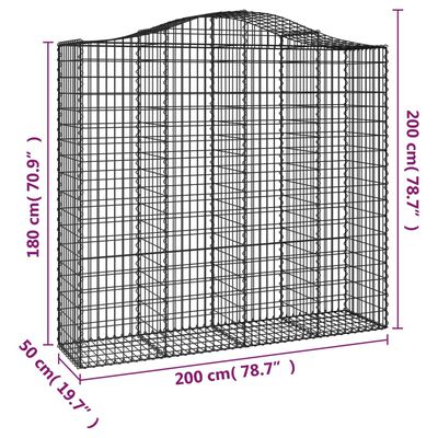 vidaXL Schanskorven 25 st gewelfd 200x50x180/200 cm ijzer