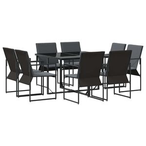 vidaXL Tuin eettafelset 9 st Zwart Staal