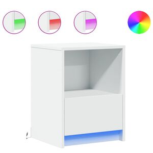vidaXL Nachtkastje met LED-verlichting bewerkt hout wit