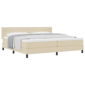 vidaXL Boxspringbed met matras Cr&egrave;me 200 x 200 cm Polyester