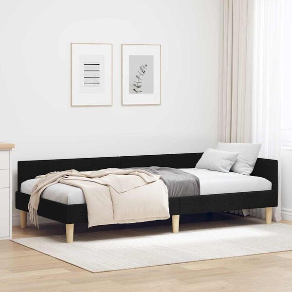 vidaXL Hoekbedframe met hoofdeinde Zwart 100 x 200 cm Stof
