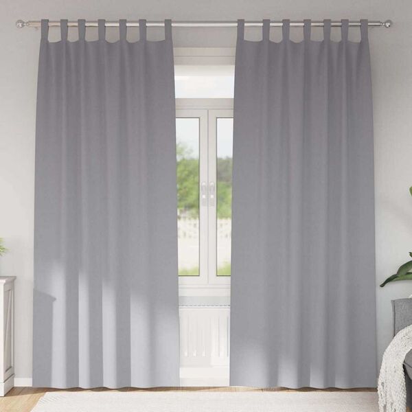 vidaXL Zwart-out Gordijnen met Ringen 2 pcs Lichtgrijs 245 x 140 cm