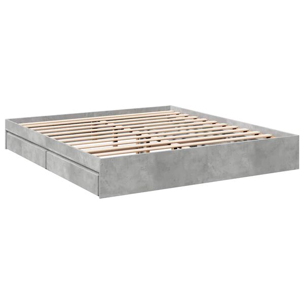 vidaXL Bedframe met lades bewerkt hout betongrijs 180x200 cm