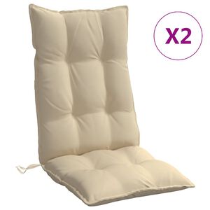 vidaXL Stoelkussens 2 st hoge rug oxford stof beige