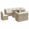 vidaXL 9-delige Loungeset met kussens poly rattan beige