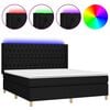 vidaXL Boxspring met matras en LED stof zwart 160x200 cm