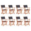 vidaXL Opklapbare stoelen, 8 stuks, zwart, massief eucalyptushout en textiel.