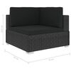 vidaXL 5-delige Loungeset met kussens poly rattan zwart