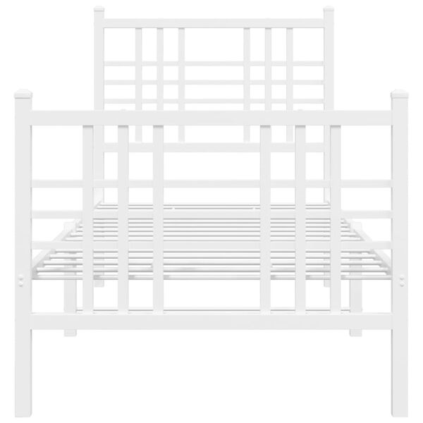 vidaXL Bedframe met hoofd- en voeteneinde metaal wit 80x200 cm