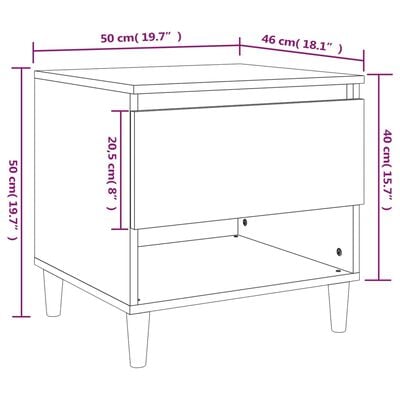 vidaXL Nachtkastjes 2 st 50x46x50 cm bewerkt hout gerookt eikenkleurig