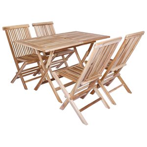vidaXL Tuinmeubelset 5 st Naturel Massief Teakhout