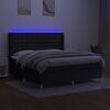 vidaXL Boxspring met matras en LED stof zwart 180x200 cm