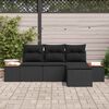 vidaXL Tuin Sofa Set met kussen 4 pcs Zwart Poly Rattan