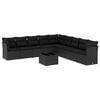 vidaXL 10-delige Loungeset met kussens poly rattan zwart
