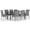 vidaXL 9-delige Tuinset poly rattan grijs