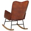vidaXL Schommelstoel echt leer bruin