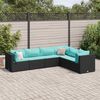 vidaXL 6-delige Loungeset met kussens poly rattan zwart