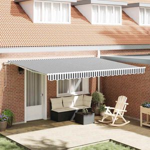 vidaXL Luifel automatisch uittrekbaar 450x300 cm antracietkleur en wit