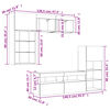 vidaXL 5-delige Tv-wandmeubelset met LED bewerkt hout sonoma eiken