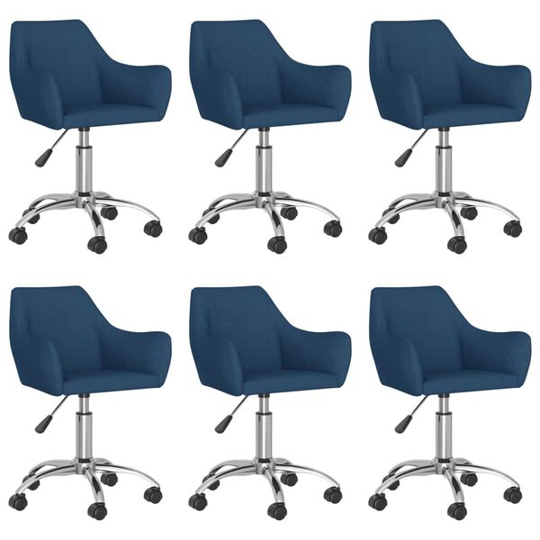 vidaXL Eetkamerstoelen draaibaar 6 st stof blauw