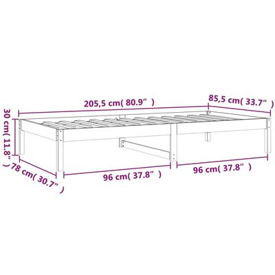 vidaXL Slaapbank 80x200 cm massief grenenhout