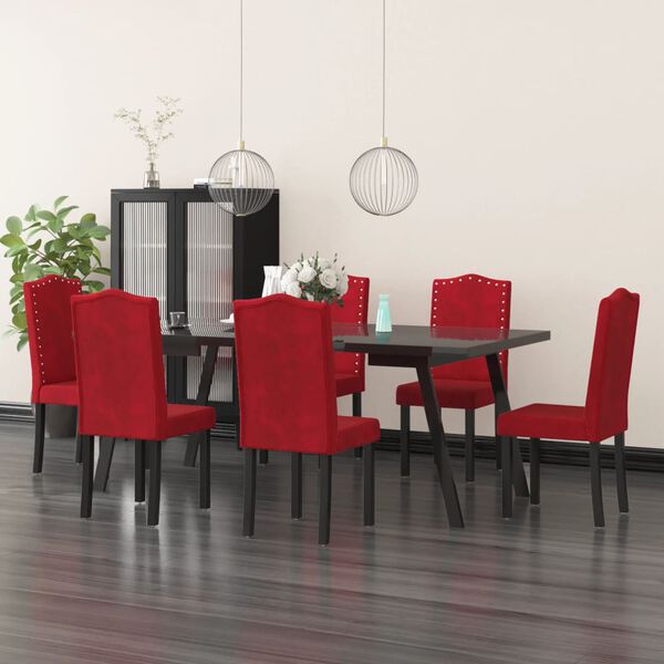 vidaXL Eetkamerstoelen 6 st fluweel wijnrood