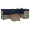 vidaXL 6-delige Loungeset met kussens poly rattan grijs