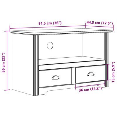 vidaXL Tv-meubel met 2 lades BODO 91,5x44,5x56 cm grenenhout grijs