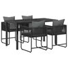 vidaXL Tuin eettafelset 5 pcs Zwart en Anthraciet 140 x 80 x 73 cm