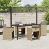 vidaXL Tuin eettafelset met kussen 5 pcs Beige poly rattan