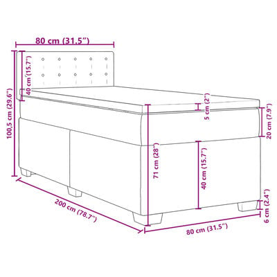 vidaXL Boxspring met matras stof donkerbruin 80x200 cm