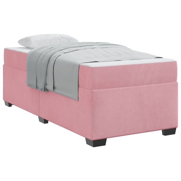 vidaXL Bedframe met matras Roze 90 x 200 cm Stof