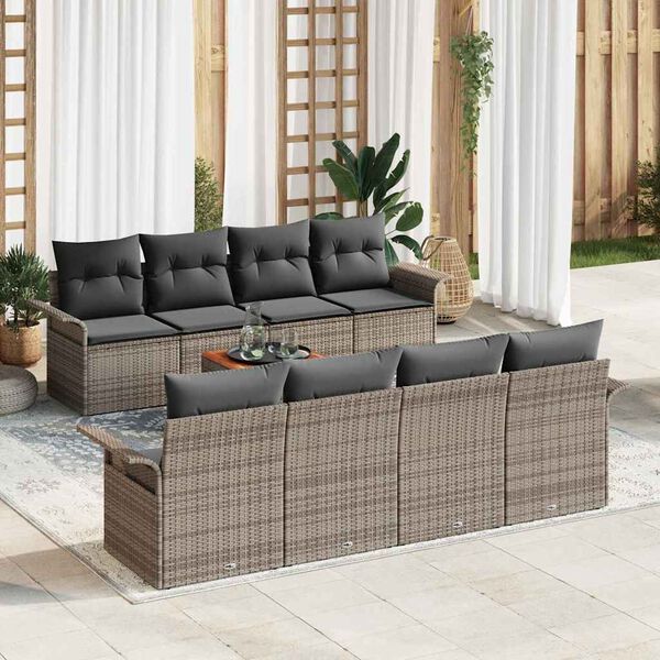 vidaXL Tuin Sofa Set met kussen met opslag met kussen 7 pcs Grijs