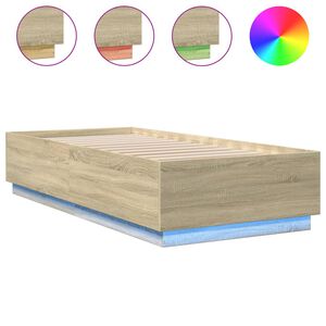 vidaXL Bedframe met LED-verlichting sonoma eikenkleurig 90x200 cm