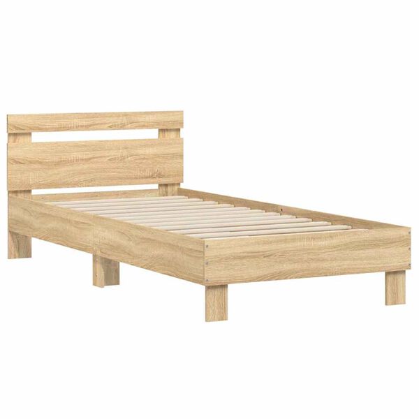 vidaXL Bedframe met hoofdbord zonder matras sonoma eiken 75x190 cm