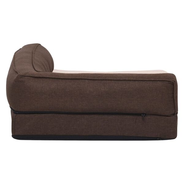 vidaXL Hondenbed ergonomisch linnen-look 75x53 cm fleece bruin