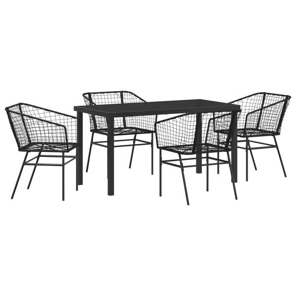 vidaXL Tuin eettafelset 5 pcs Zwart poly rattan