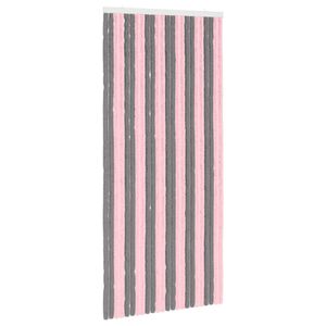 vidaXL Insecten Gordijn Chenille Zilvergrijs en Roze 100 x 220 cm