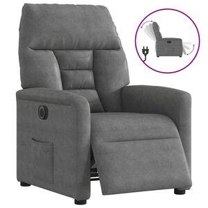 vidaXL Fauteuil verstelbaar elektrisch microvezelstof donkergrijs