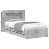 vidaXL Bedframe met opbergruimte en hoofdbord Betongrijs 90 x 190 cm